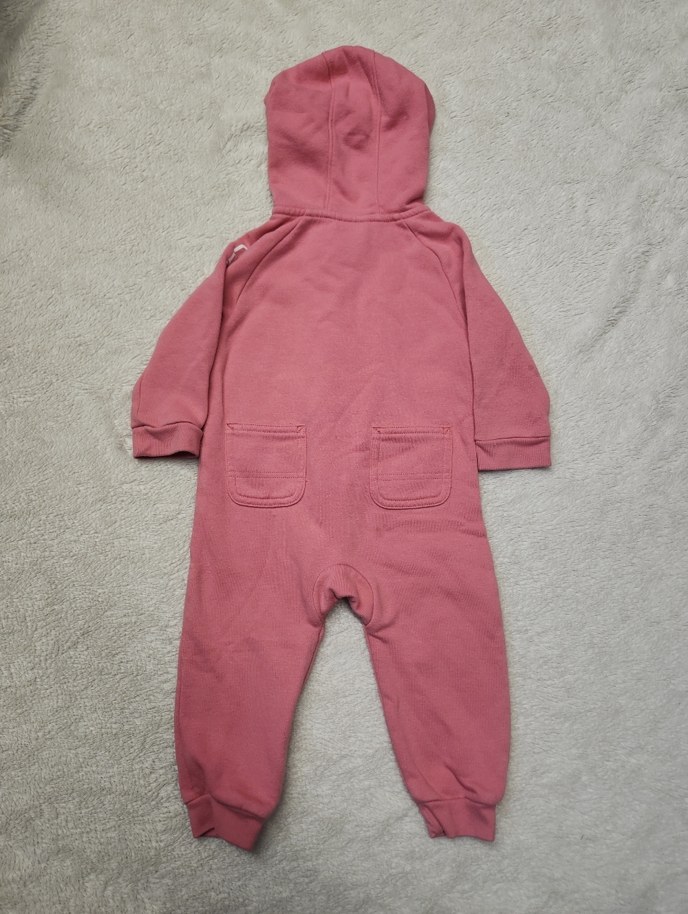 ☆ Carhartt Girl's Infant Hooded Zip Up Bodysuit Coverall Size 12 Months Pink - Picture 3 of 10